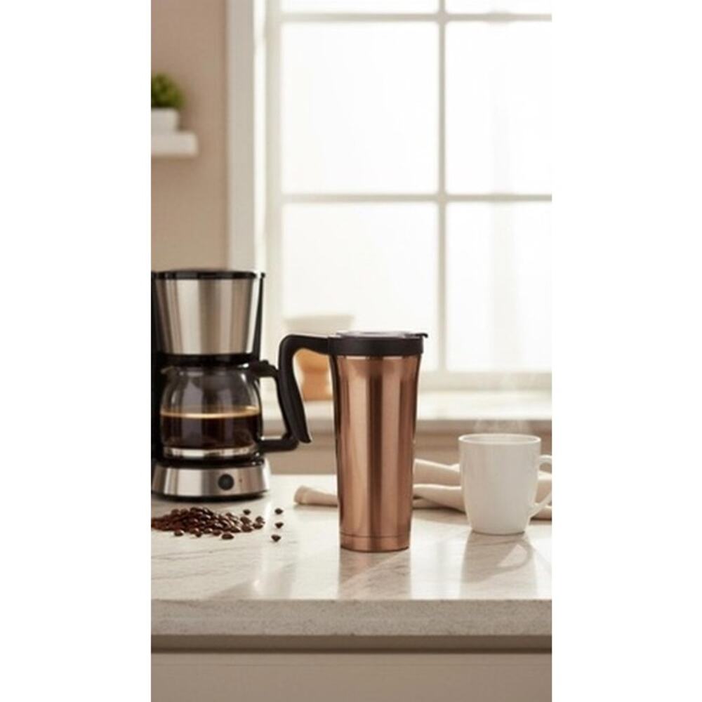 Starbucks Travel Mug Tumbler With Handle Gold 16 fl oz Lid